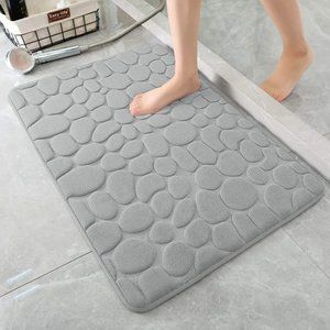 Upholstery Washable Bath Rugs Cobblestone Embossed Bathroom Bath Mat Memory Foam